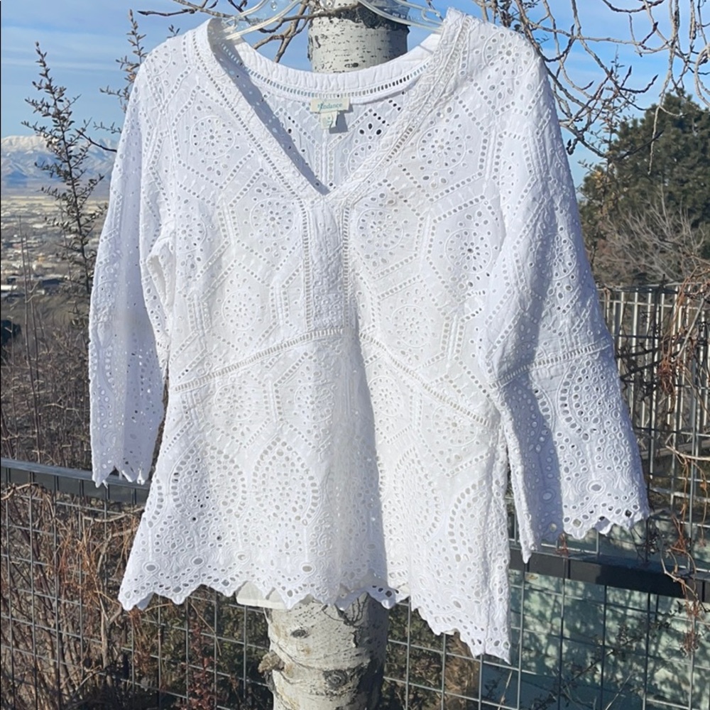 100% Cotton eyelet top from Sundance. New with tags!